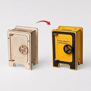 Деревянный 3d пазл «Сейф», цвет: натуральный