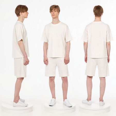 Футболка унисекс оверсайз T3, молочно-белая, размер M/L