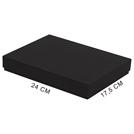 Коробка подарочная, размер 24*17,5*3 см, Solution Superior Linen, черная, бежевый ложемент под два прямоугольных предмета