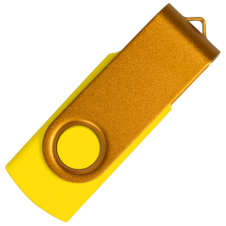 Флеш накопитель USB 2.0 Twister Сolor Mix 16GB, пластик Софт Тач/металл, желтый/золотистый