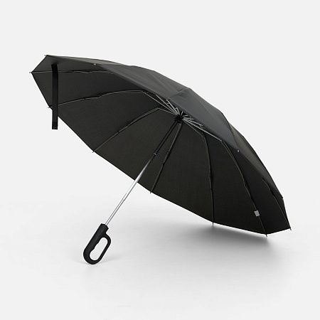 Зонт обратного сложения inLoop с ручкой-карабином, черный