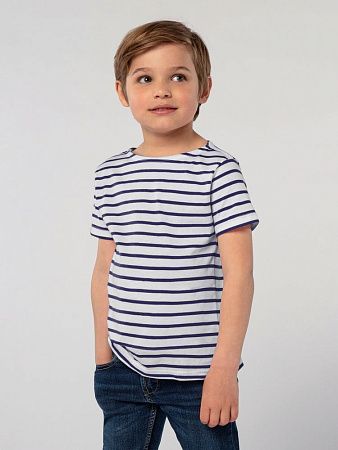 Футболка детская Miles Kids белая с темно-синим, размер 14 лет (154-164 см)