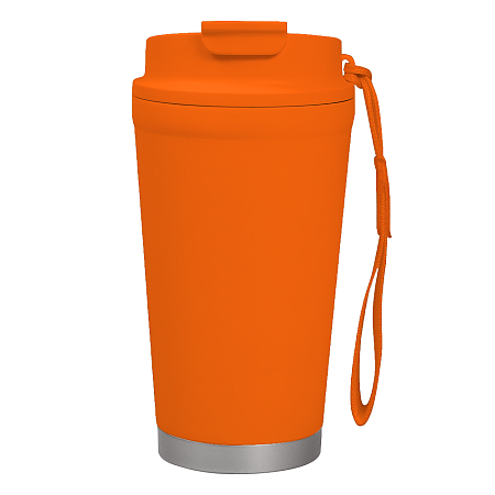 Термокружка Alba металлическая, 410 мл, оранжевая с серебром
