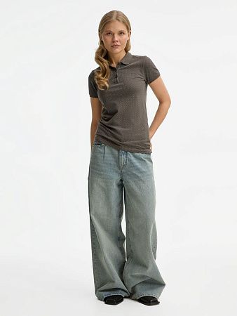 Рубашка поло женская Brandy Women, темно-серая с белым, размер XS