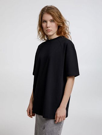 Футболка оверсайз унисекс Sideline, черная, размер XS/S