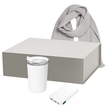 Подарочный набор Strada, Ancor, Forges, белый (термокружка, аккумулятор, шарф)