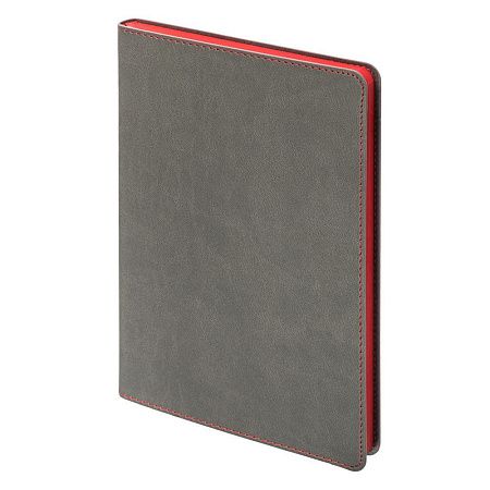 Ежедневник Flexy Latte Color А5, серый с красным срезом и красным форзацем, недатированный, в гибкой обложке