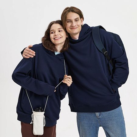 Худи оверсайз унисекс FUSION, темно-синий, размер XS/S