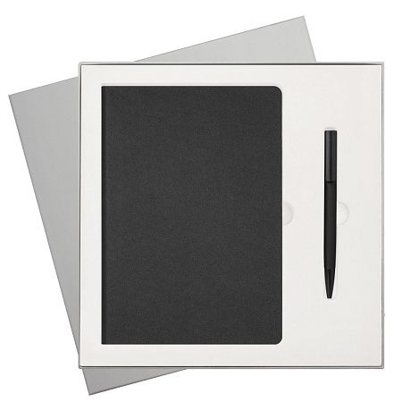 Подарочный набор Moon river, черный (ежедневник, ручка)