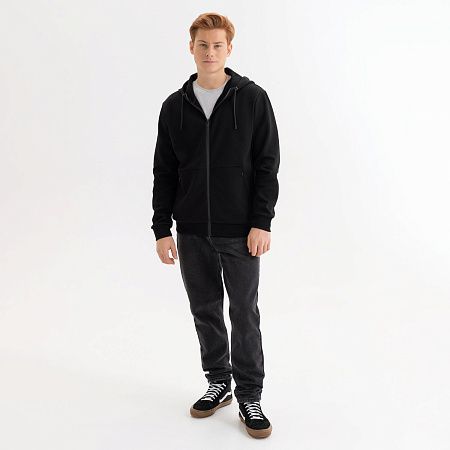 Толстовка на молнии с капюшоном MATEO черная, размер XXXL