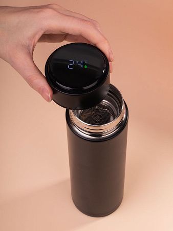 Смарт-бутылка с заменяемой батарейкой Long Therm, черная