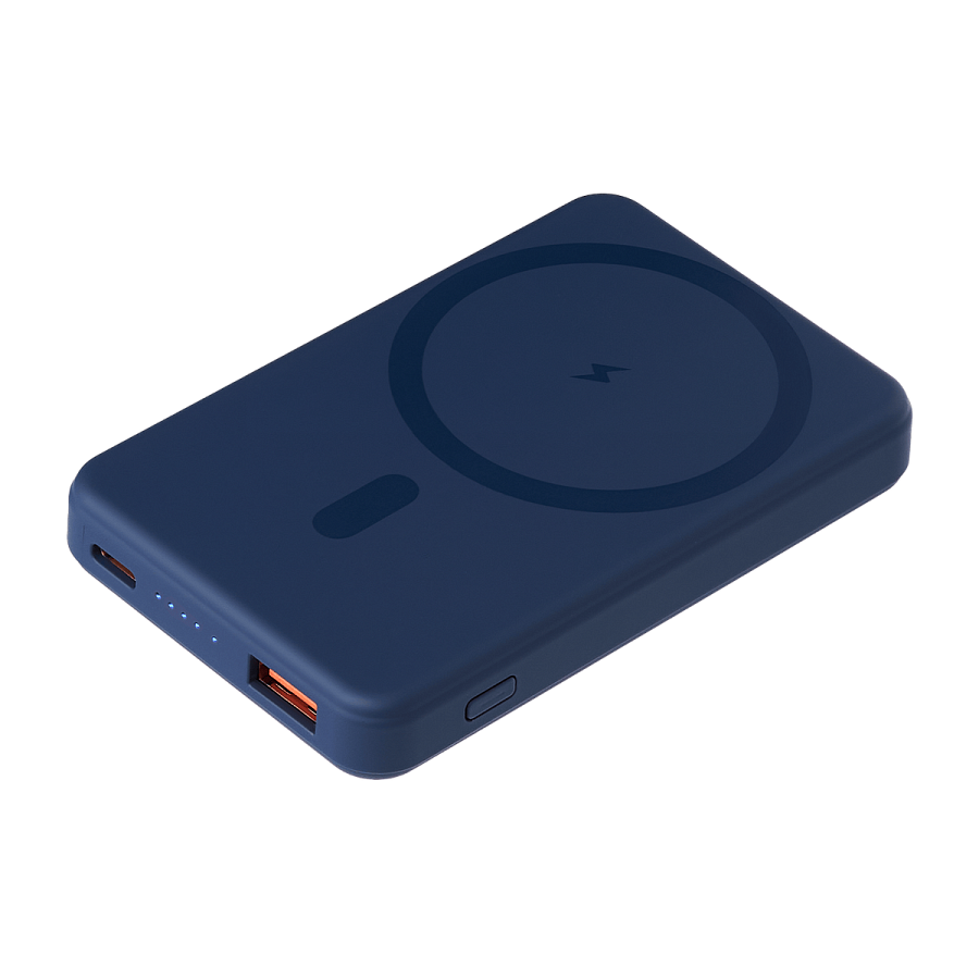 Внешний аккумулятор Ларго PD (Largo PD) 5000mAh с функцией беспроводной зарядки 15W, синий