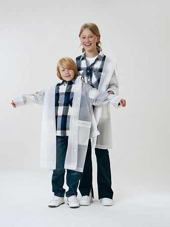 Дождевик детский RainDrop Kids, белый, размер 12 лет (142-152 см)