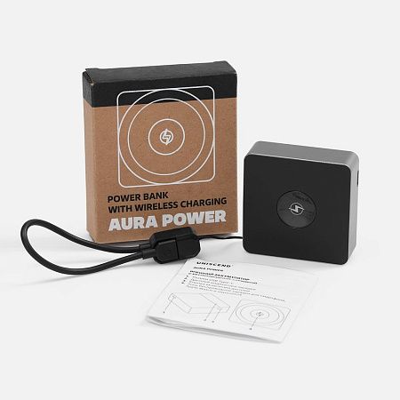 Внешний аккумулятор с беспроводной зарядкой Aura Power 5000 мАч, серый