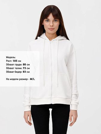 Толстовка унисекс оверсайз на молнии Zippy Terry, белая, размер XS/S