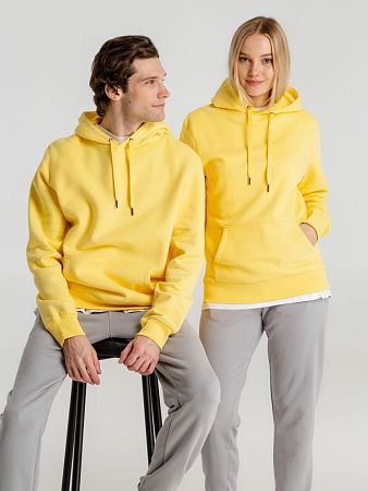 Толстовка с капюшоном унисекс King, желтая, размер S