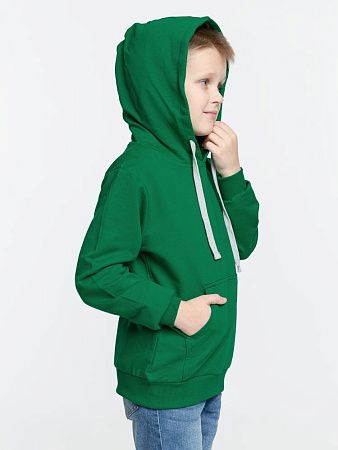 Толстовка с капюшоном детская Kirenga Kids, зеленая, размер 10 лет (130-140 см)