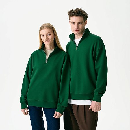 Толстовка на молнии унисекс Флоу (Flow), зеленая, размер 3XL/4XL