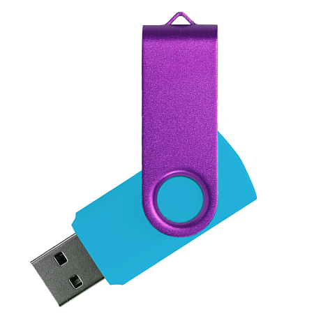 Флеш накопитель USB 2.0 Twister Сolor Mix 16GB, пластик Софт Тач/металл, голубой/фиолетовый