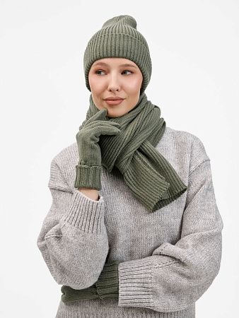 Шапка Catch Match без помпона, зеленая (полынь)