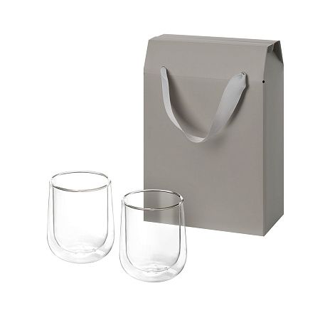 Подарочный набор 2 стеклянных стакана Лунго (Lungo) в коробке-пакете