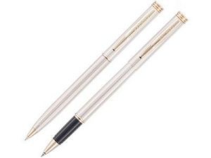 Набор «ПАРА (PEN&PEN)»: ручка шариковая, ручка-роллер, цвет: серебристый, золотой
