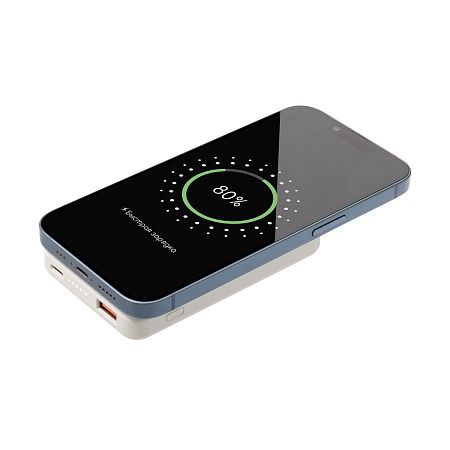 Внешний аккумулятор Ларго PD (Largo PD) 5000mAh с функцией беспроводной зарядки 15W, белый