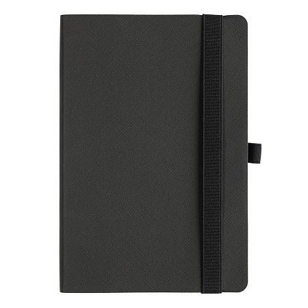 Ежедневник Flexy Line Linen А5, черный/черный, недатированный, в гибкой обложке, с резинкой и петлей для ручки