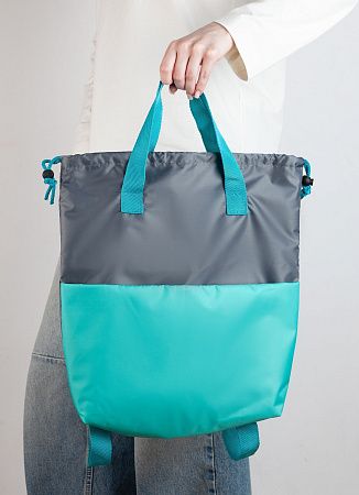 Сумка-рюкзак "Carry", серый с бирюзовым