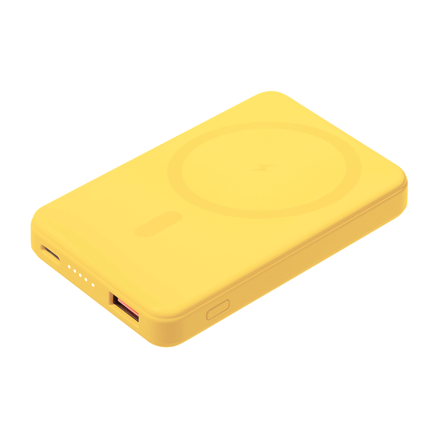 Внешний аккумулятор Ларго PD (Largo PD) 5000mAh с функцией беспроводной зарядки 15W, желтый