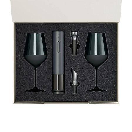 Подарочный набор 2 бокала для вина Emerald + набор для вина Sacramento в серой коробке