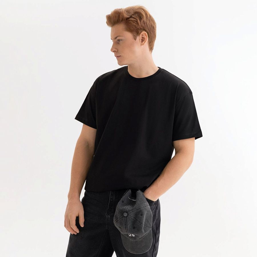 Футболка унисекс KRIS, 100% хлопок, 150 гр., черная под нанесение