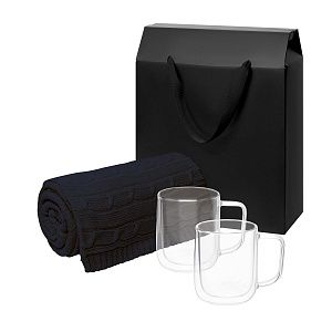 Подарочный набор Виора (Viora), Фадо (Fado) в черной коробке-пакете (2 кружки+плед)