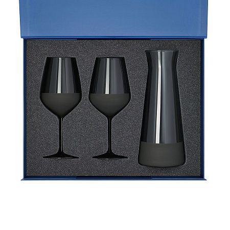 Подарочный набор декантер + 2 бокала для вина Black Edition в синей коробке