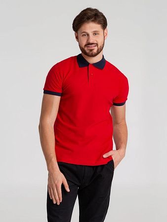 Рубашка поло Prince 190, красная с темно-синим, размер S