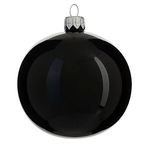 Шар новогодний 8 см, Чёрный с серебром