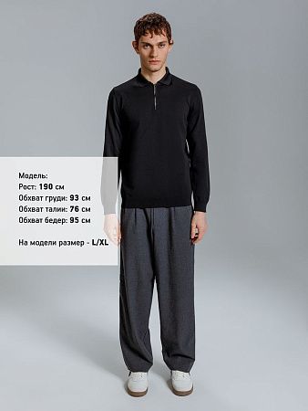 Рубашка поло мужская с длинным рукавом Terrazzo, черная, размер S/M