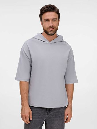 Футболка оверсайз унисекс с капюшоном Neofit, светло-серая, размер XL/2XL