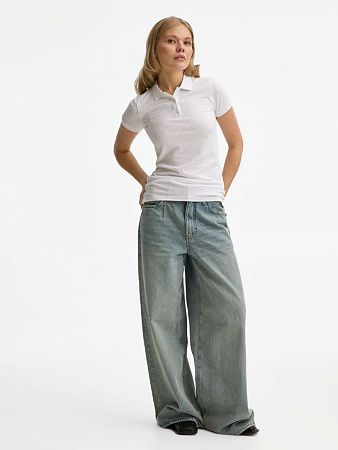 Рубашка поло женская Brandy Women, белая с темно-синим, размер XS