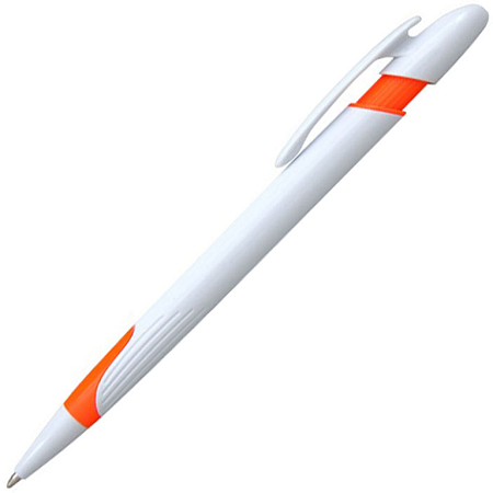 Ручка шариковая, пластиковая, белая/оранжевая