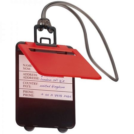 Бирка багажная пластиковая, красная