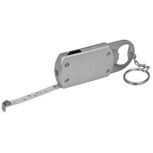 Брелок-открывашка с фонариком и рулеткой, 1 м, Tools Opener, серебристый