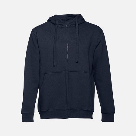 Толстовка мужская на молнии с капюшоном Amsterdam, темно-синяя, размер S