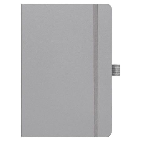 Блокнот Alfa Polo Line А5 в линейку матовый, серый, в твердой обложке с оранжевой резинкой и петлей для ручки