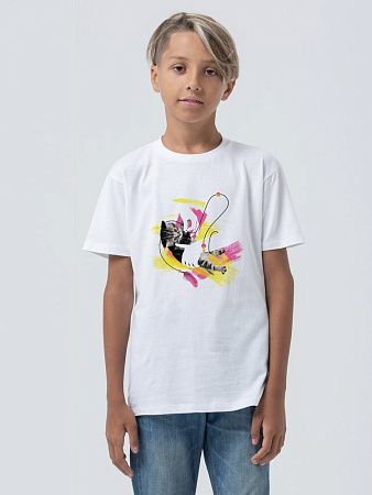 Футболка детская «Обними кота», белая, размер 6 лет (106-116 см)