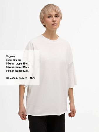 Футболка унисекс оверсайз T1, молочно-белая, размер XS/S