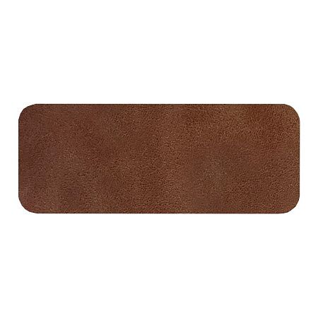 Шеврон Rectangle Smooth Leather размер 75*29 мм, коричневый, со скругленными углами