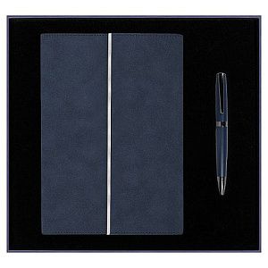 Набор подарочный Solution Prestige Duo, (Ежедневник в суперобложке Country Galaxy Nuba A5+, Ручка шариковая матовая Prime), синий