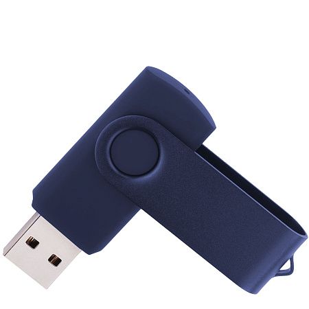 Флеш накопитель USB 2.0 Twister 64GB, пластик Софт Тач/металл, темно-синий/темно-синий