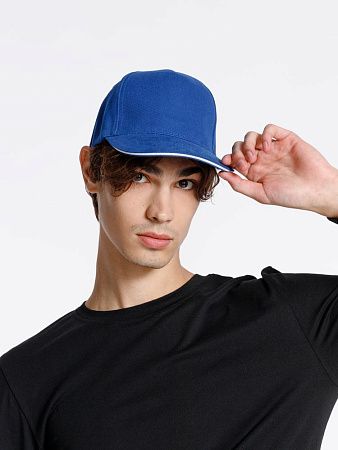 Бейсболка Classic 2.0, ярко-синяя с белым кантом